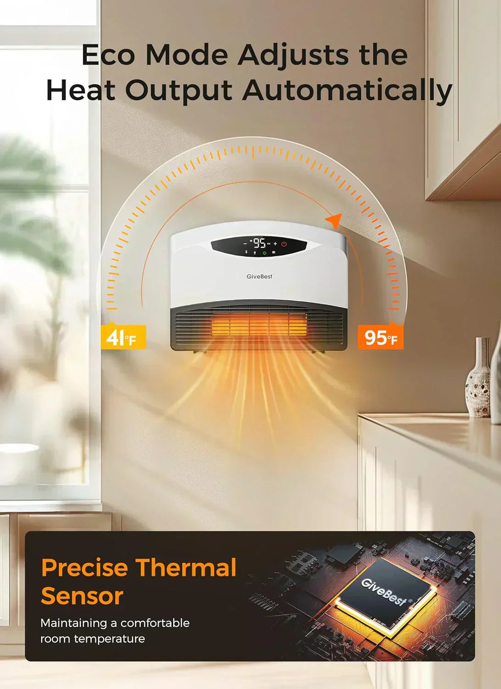 Wall mounted electric heater with WiFi and remote control floor standing heater 1500W