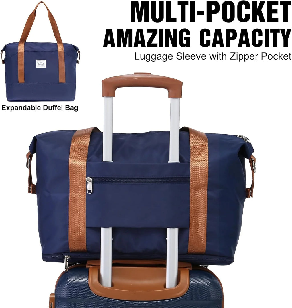 LONG VACATION 6 Piece Luggage Set Carry on Suitcase with ABS+PC hardshell, Spinner Wheels & YKK Zipper TSA Lock