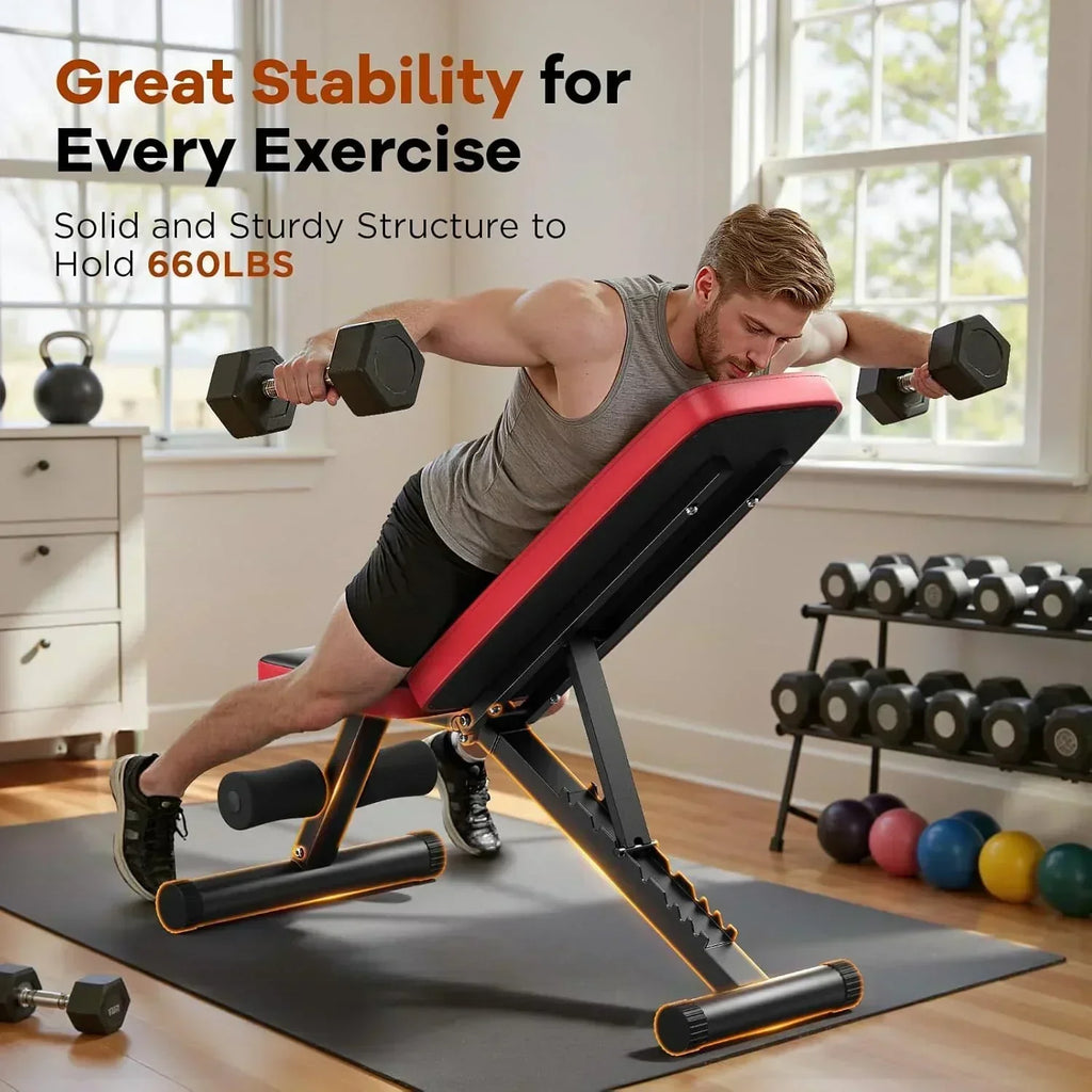 Basic Weight Bench for Home Gym Foldable Workout Bench with 8 Backrest Capacity Adjustable Bench