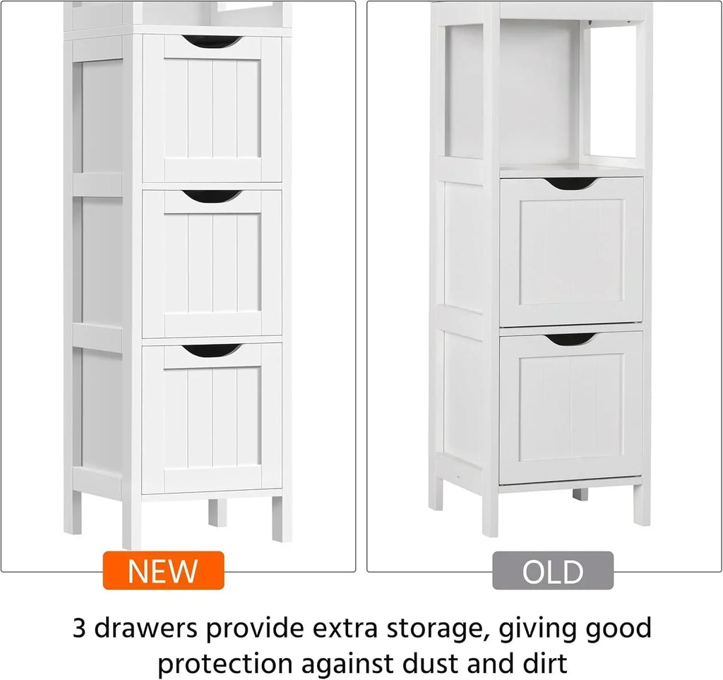 Bathroom Floor Cabinet Wooden Storage Cabinet with 2 Drawers Multifunctional Side Organizer Rack