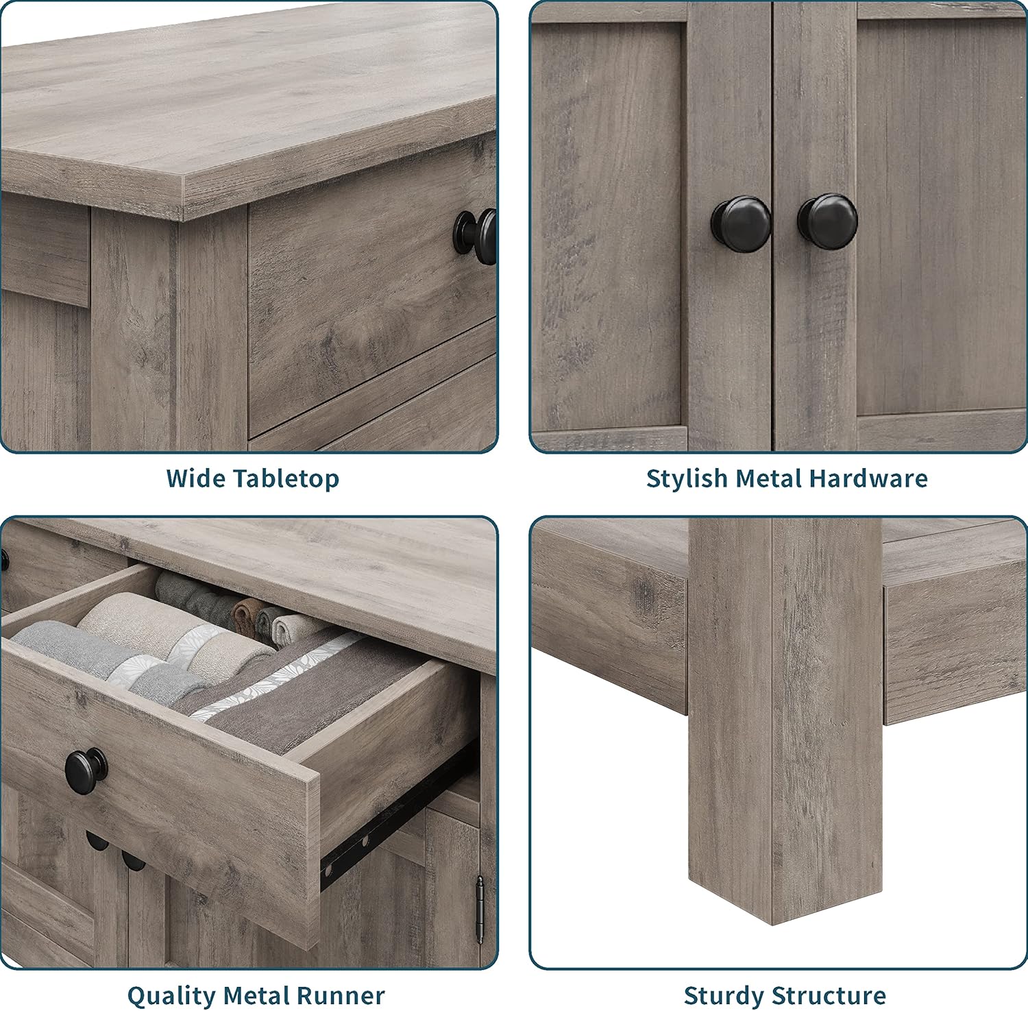Farmhouse style console table coffee bar entry table with storage rack sofa table