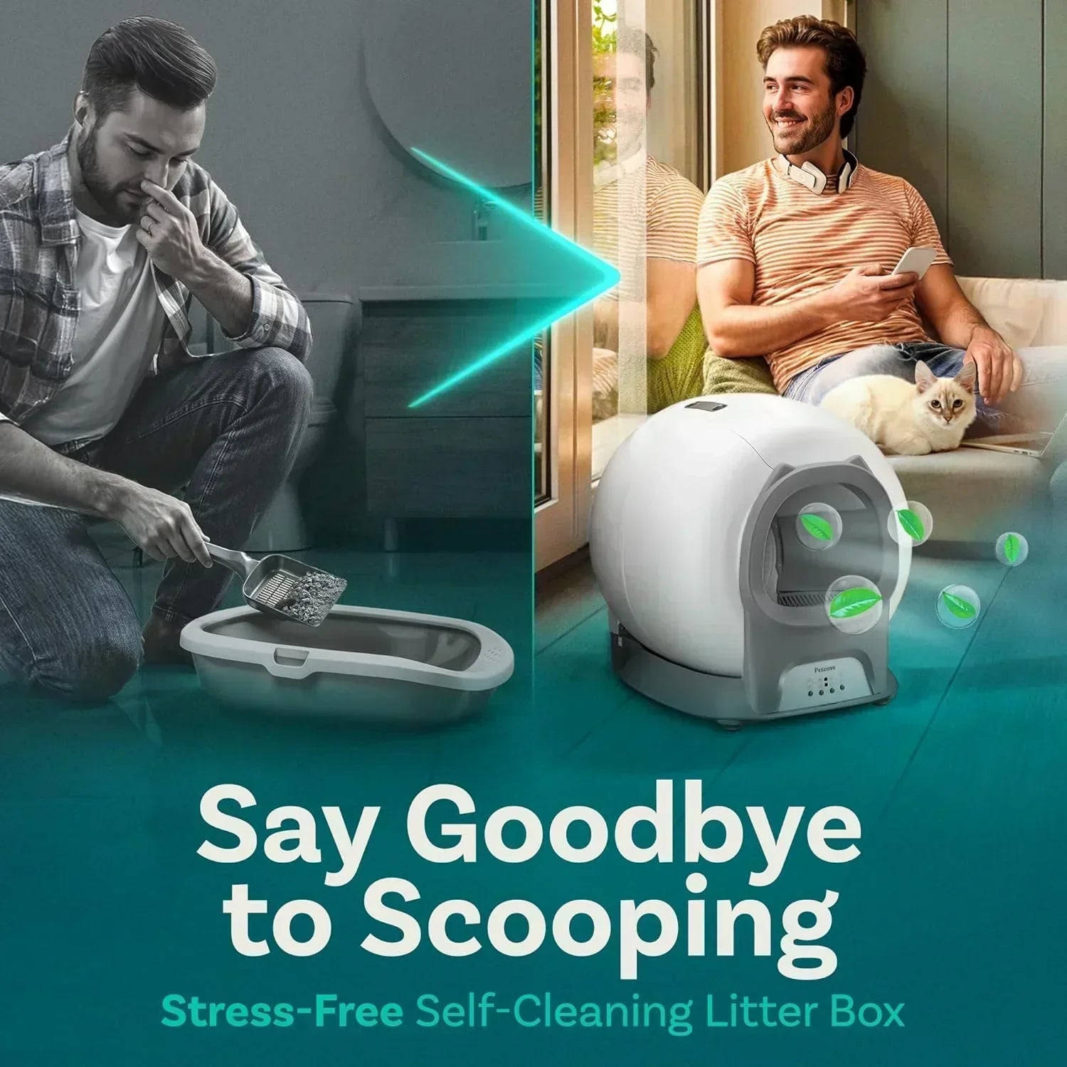 Self Cleaning Litter Box with Auto Safety Sensors Automatic Cat Litter Box Self-Cleaning