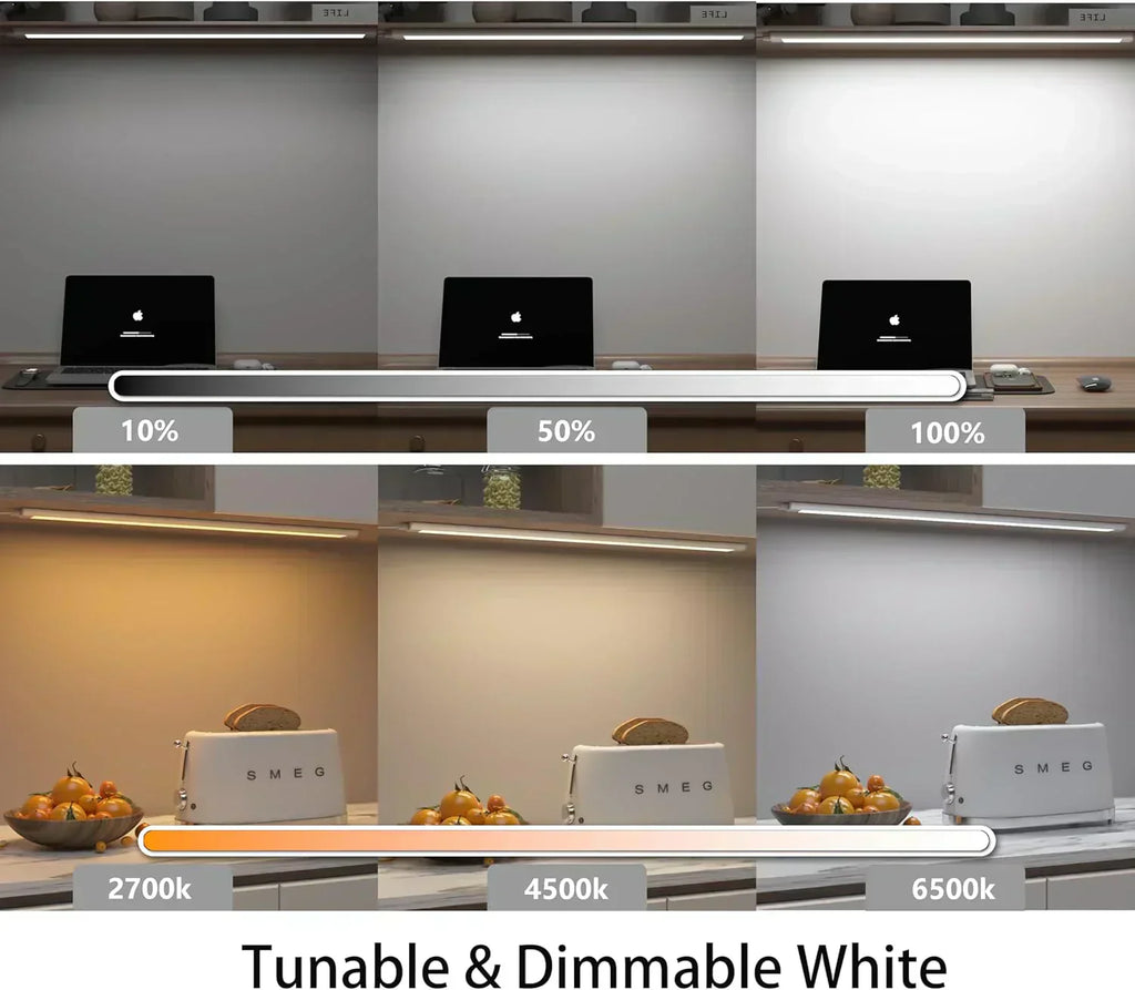 Smart under-cabinet lighting strip white and color-changing dimmable