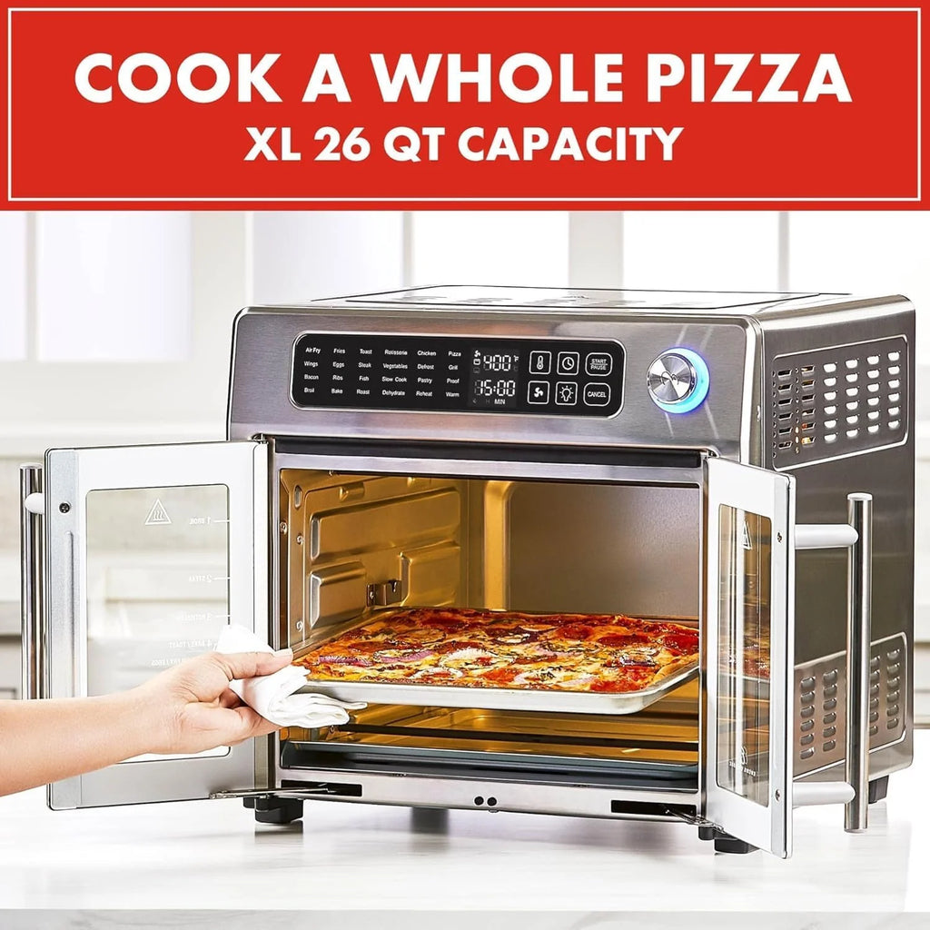 Extra Large French Door Air Fryer Toaster Oven Combo 24 Cooking Functions Digital Controls