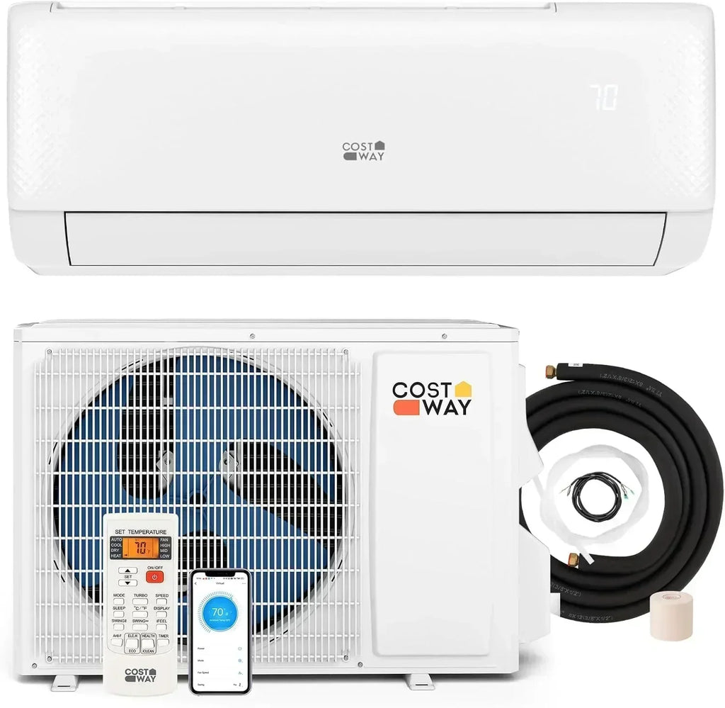 COSTWAY 12000BTU Mini Split Air Conditioner Heater 20 SEER2 115V Wall-Mounted Ductless