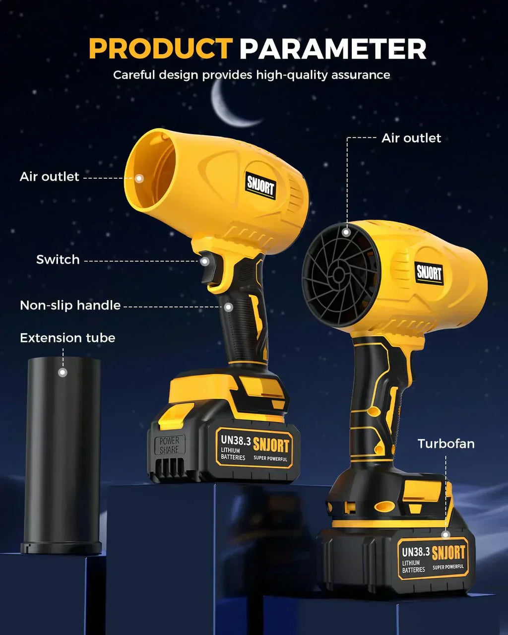 Leaf Blower Cordless with Battery and Charger Extended Nozzle Lightweight Handheld Design