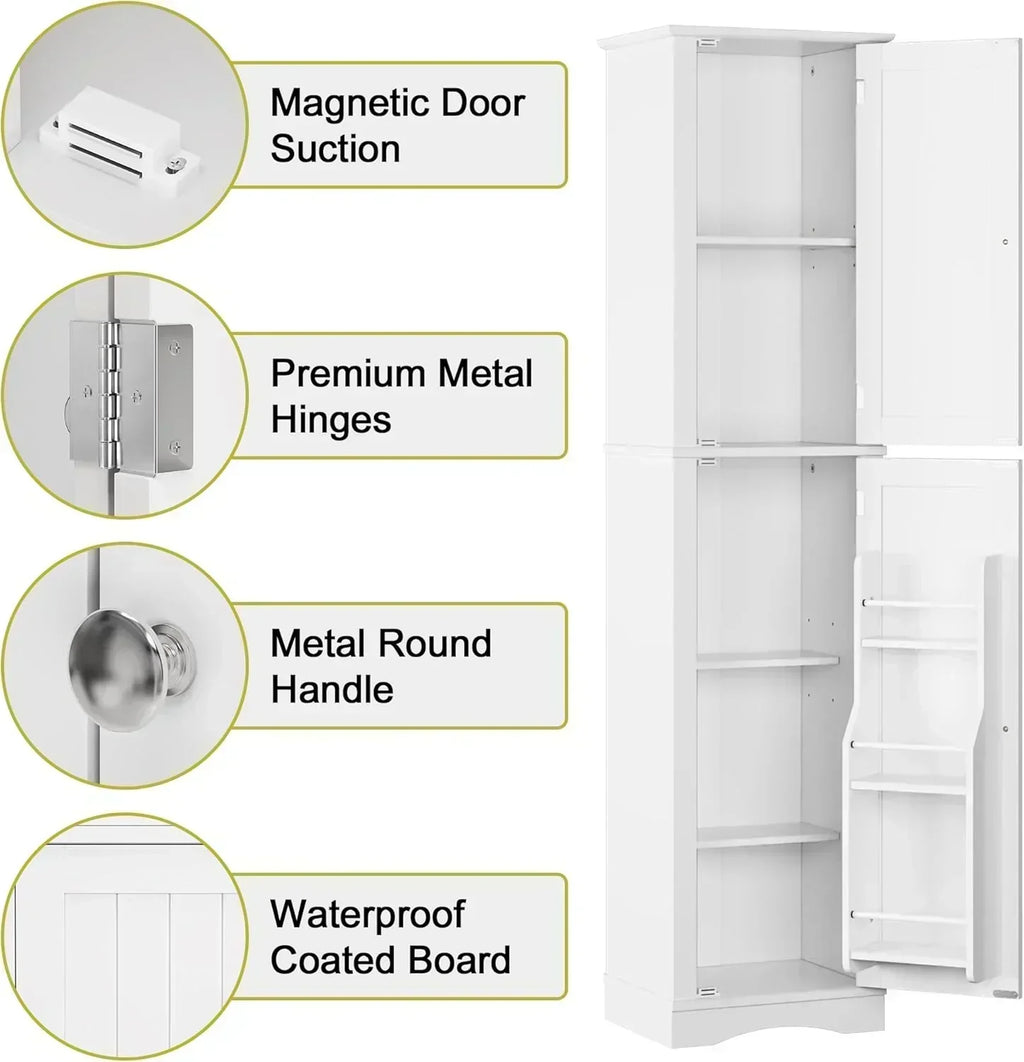 Tall Pantry Cabinet Freestanding Storage Cabinet Wooden Kitchen Pantry with 4 Doors