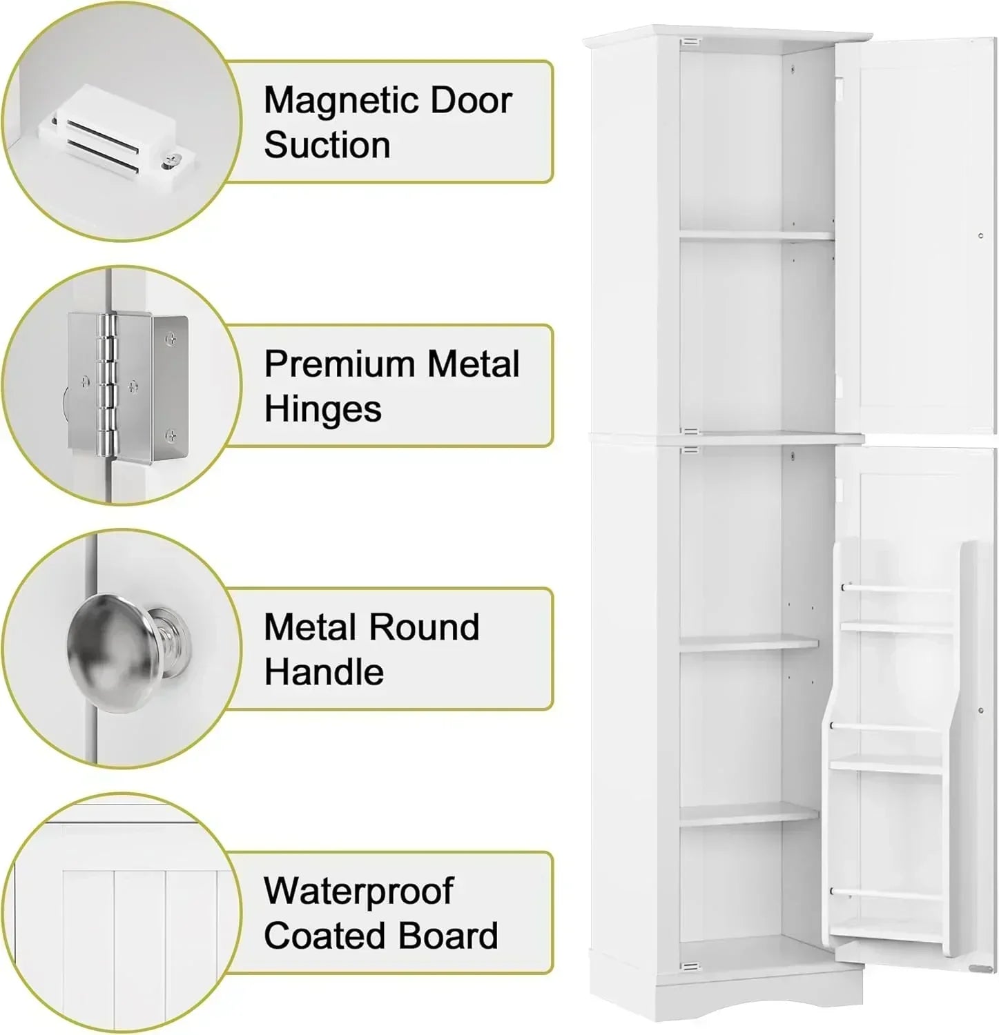 Tall Pantry Cabinet Freestanding Storage Cabinet Wooden Kitchen Pantry with 4 Doors