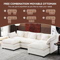 111.4 Inch L-Shaped Modern Sofa Modular Cloud Sofa Ottoman 4-Seater Chenille Deep Seat Sofa