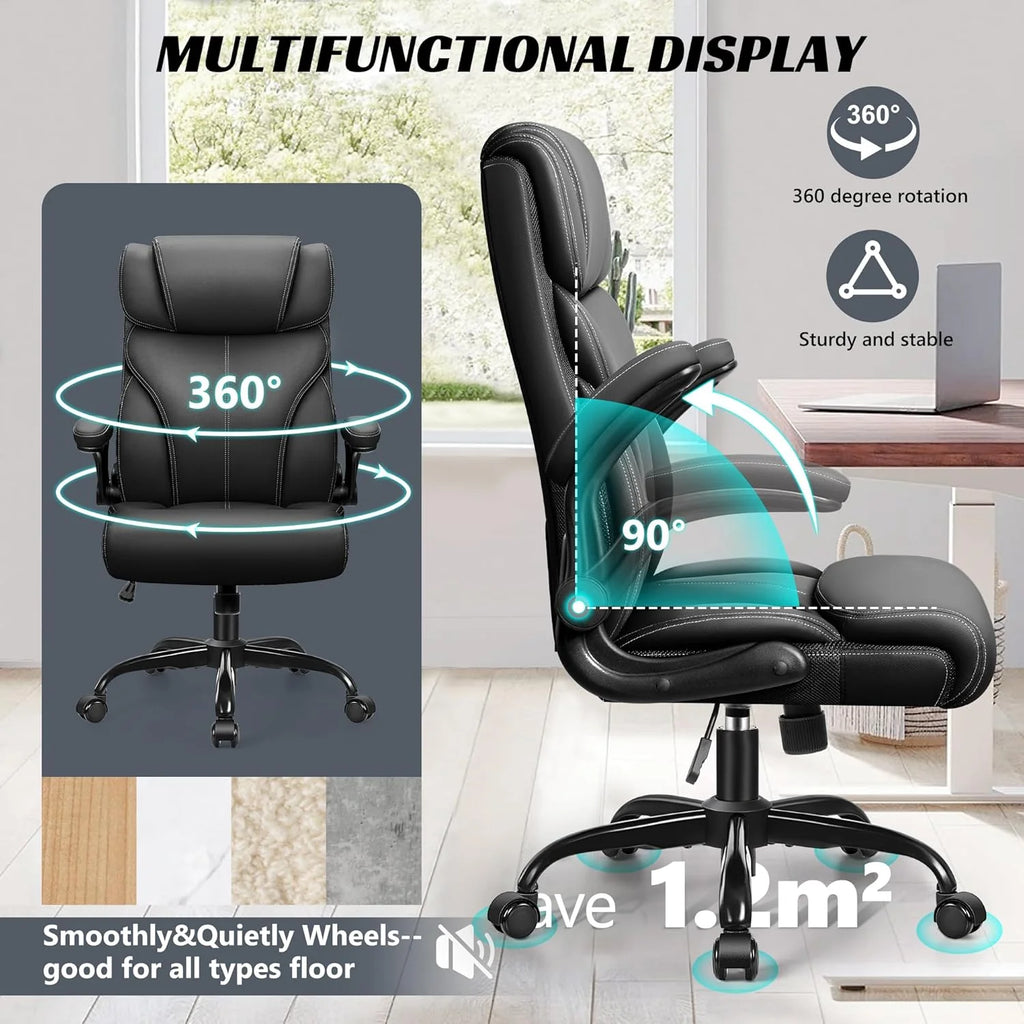 Office Chair Large High-Foot Computer Desk Chair, Breathable Leather Chair Lumbar Support Rotating Computer Chair
