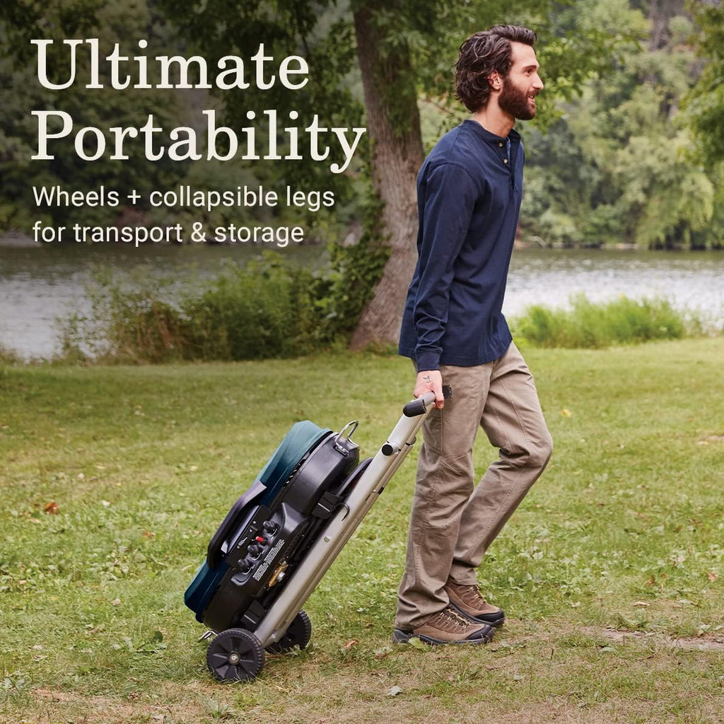 RoadTrip 285 Portable Stand-Up Propane Grill with 3 Adjustable Burners & Instastart Ignition, 20,000 BTUs of Power for Outdoor Cooking, Camping, Tailgating, Grilling, BBQs, & More