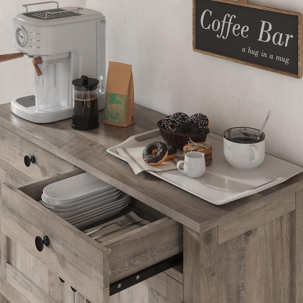 Farmhouse style console table coffee bar entry table with storage rack sofa table