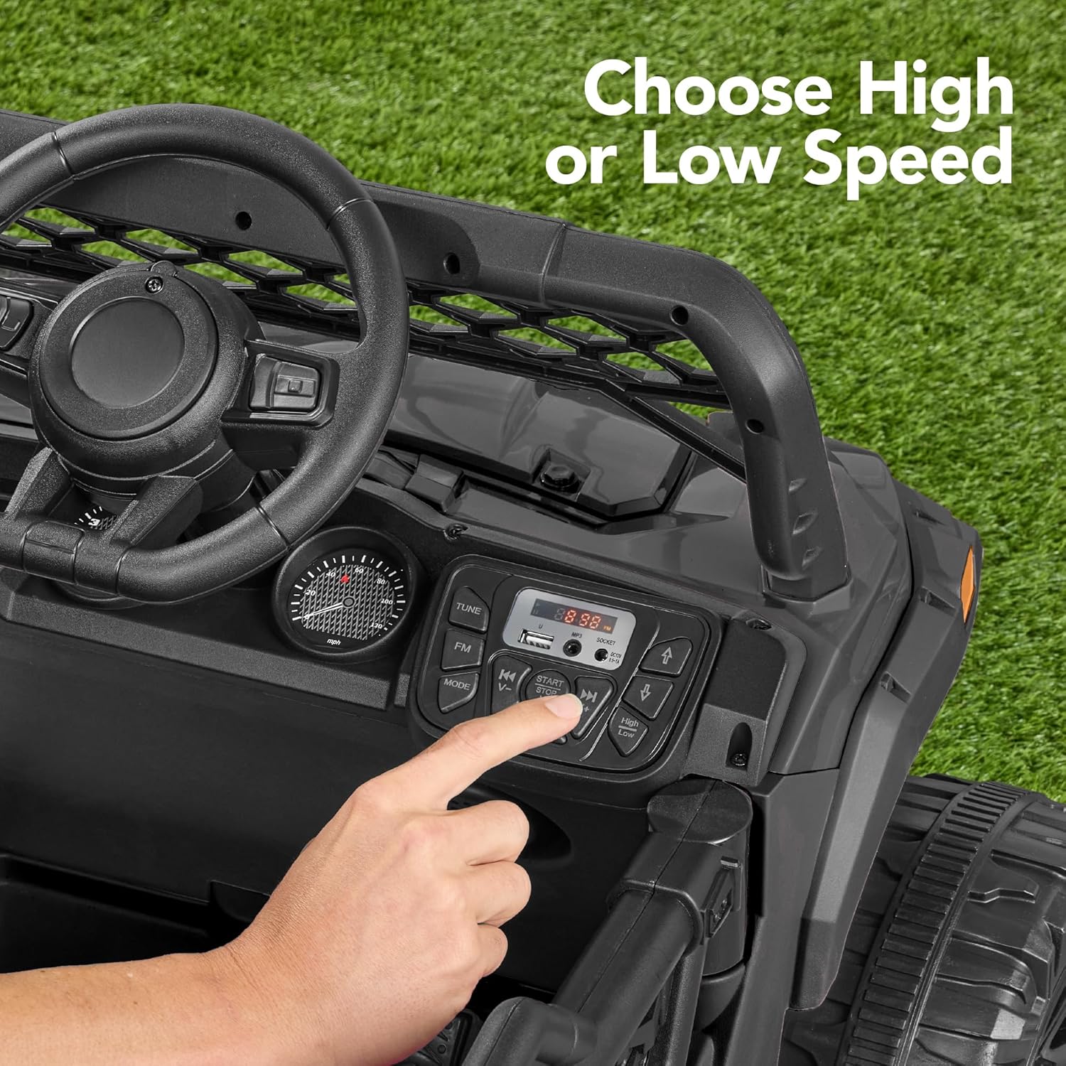 Children's black UTV electric children's car