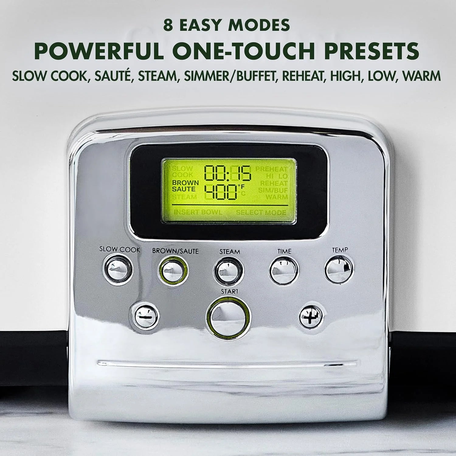 8-in-1 Programmable 6QT Electric Slow Cooker with Dishwasher-Safe Lid and Removable Base