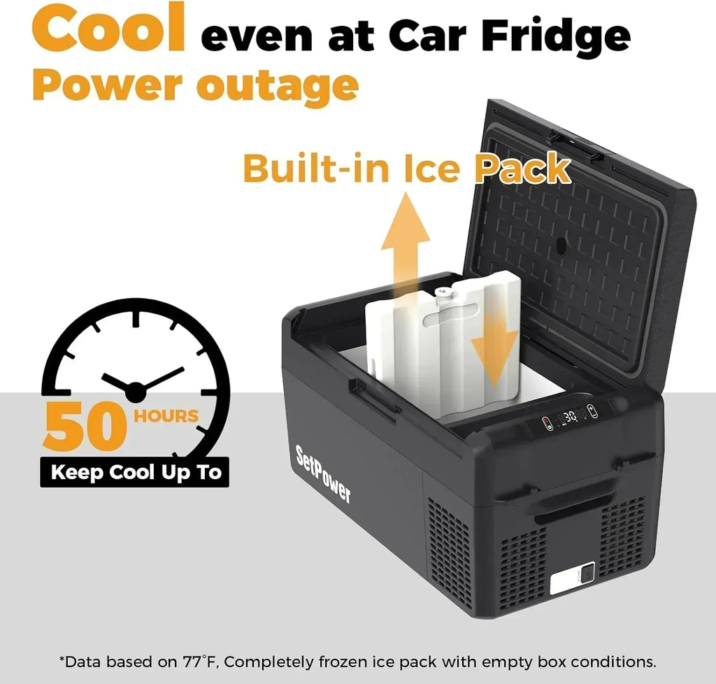 12V Refrigerator 21 Quart Portable Freezer 50 Hours Keep Cool Electric Cooler Car Refrigerator