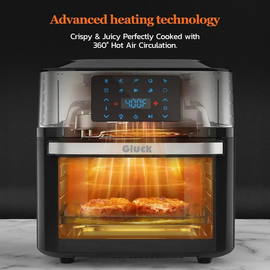 Large 20-quart air fryer 10-in-1 combo with window rotisserie 3 dehydrator racks ETL certified