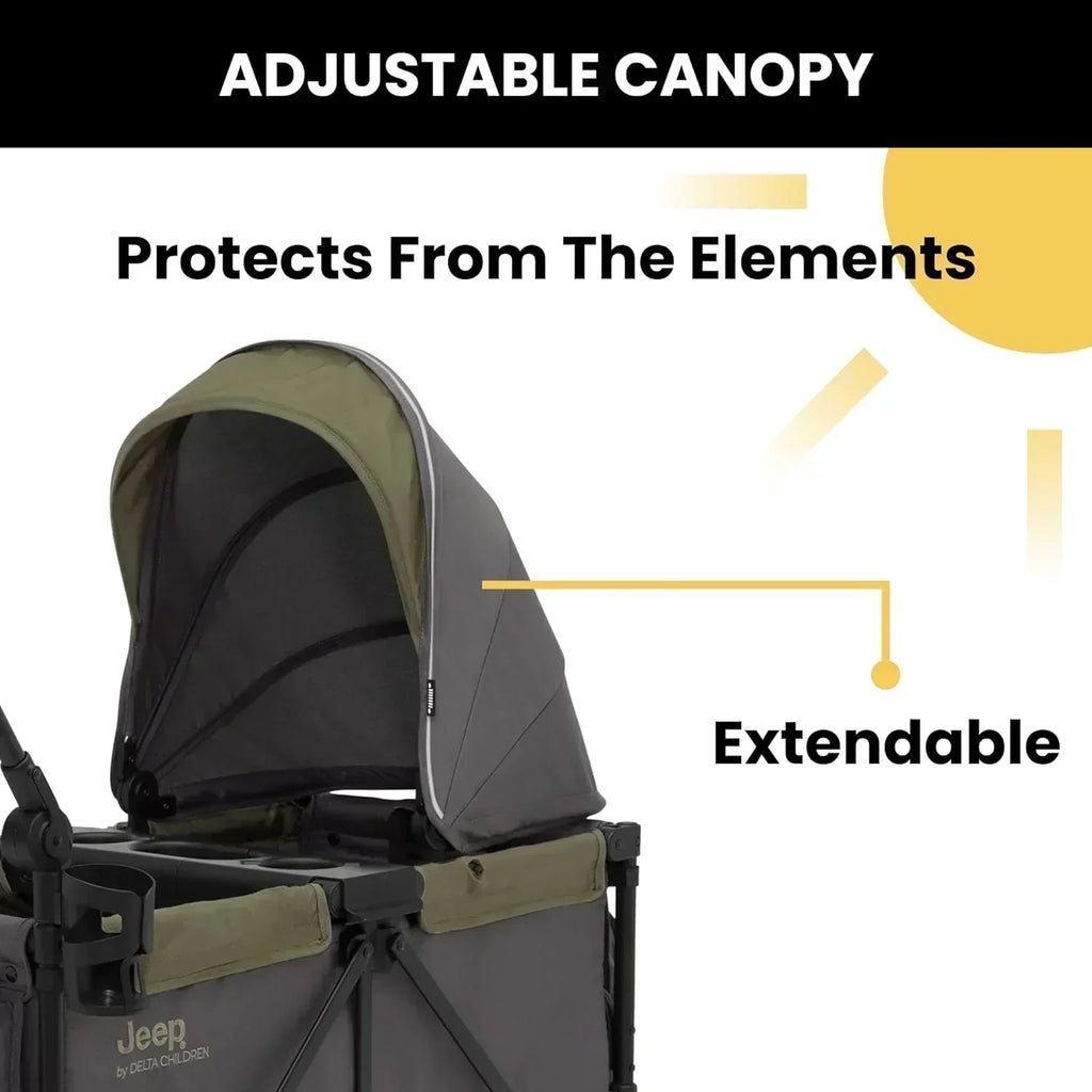 Jeep Sport All-Terrain Stroller Wagon by Delta Children Includes Canopy Parent Organizer