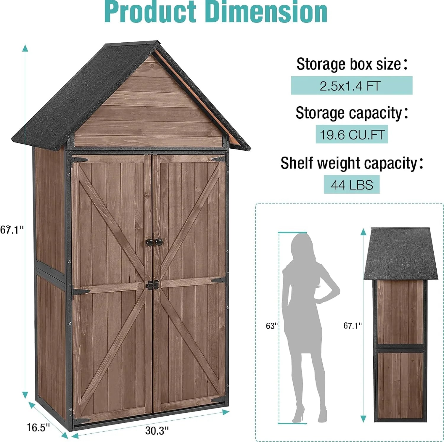Sheds Outdoor Storage Garden Shed with Metal Frame Structure and Adjustable Shelves
