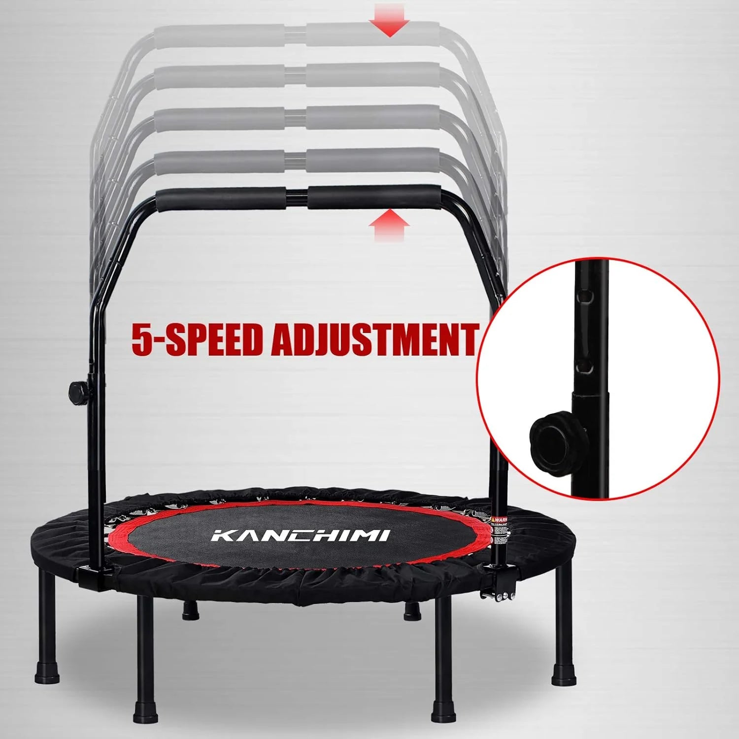 Kanchimi 40 48 Folding Mini Fitness Indoor Exercise Workout Rebounder Trampoline with Handle, Max Load 330lbs