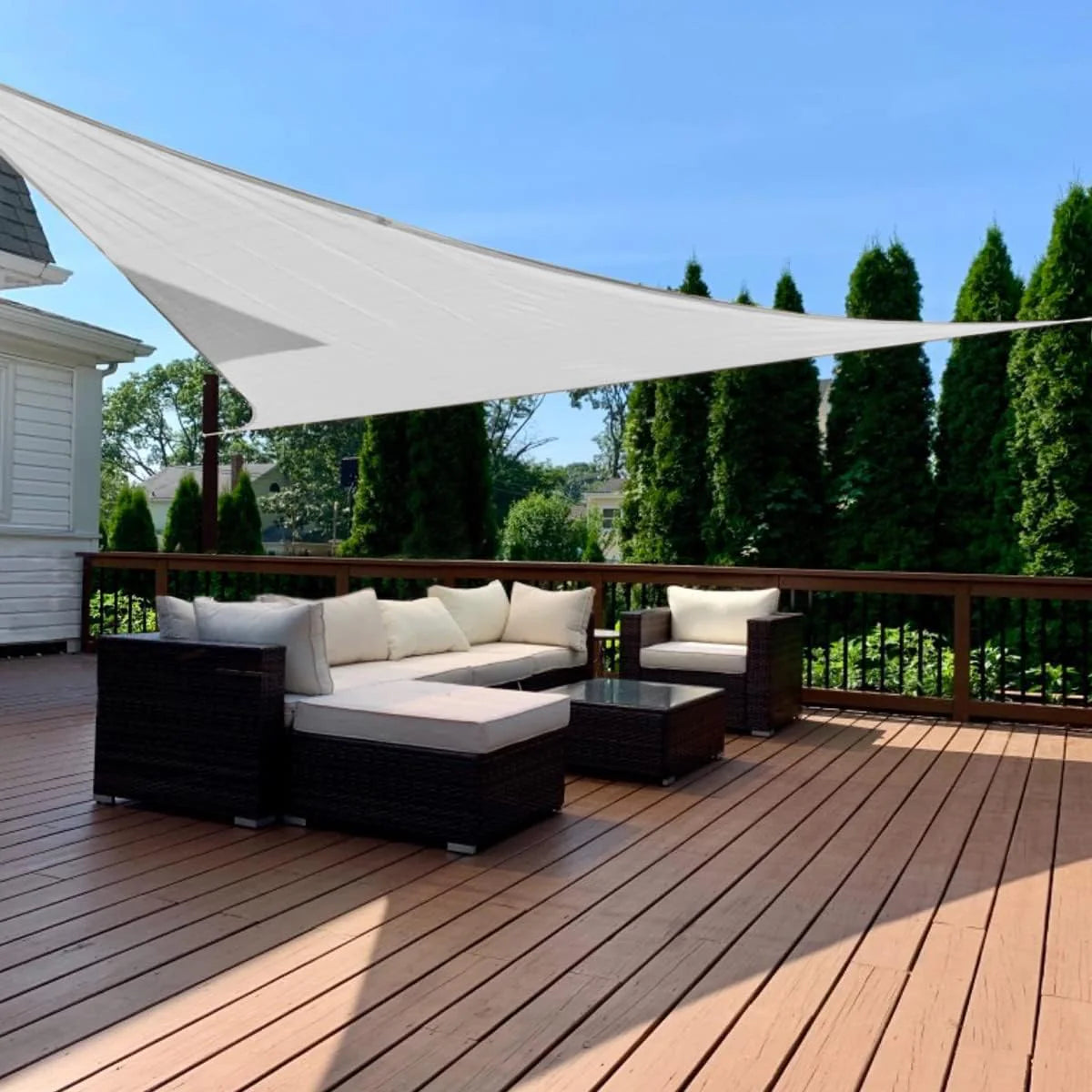 Quictent Sun Shade Sail for Patio, 185GSM Heavy Duty Rectangular Outdoor Sunshades UV Block Outside Canopy Cover for Backyard White and Grey Multi 20x26ft