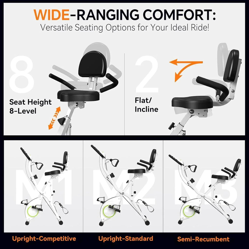 Foldable Exercise Bike Stationary Bikes  5 IN 1 Indoor Workout Cycling Bike Quiet Magnetic Resistance