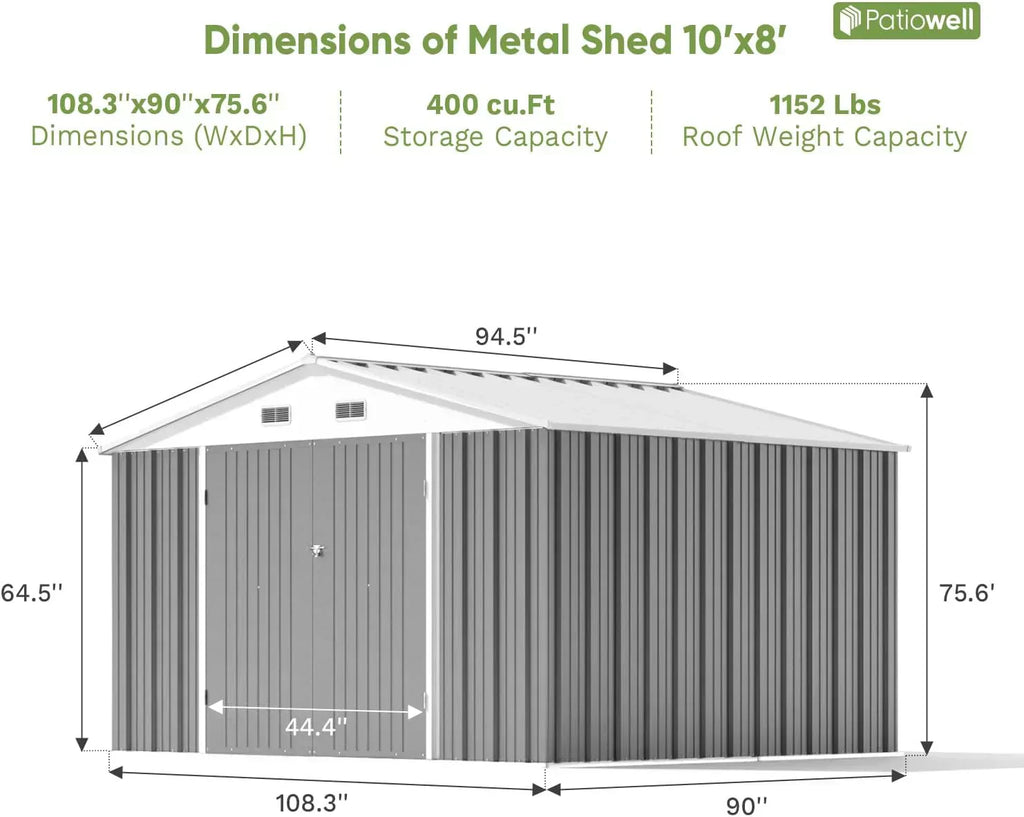 Patiowell 5x3 FT Outdoor Storage Shed Tool Shed with Sloping Roof and Lockable Door Metal Shed