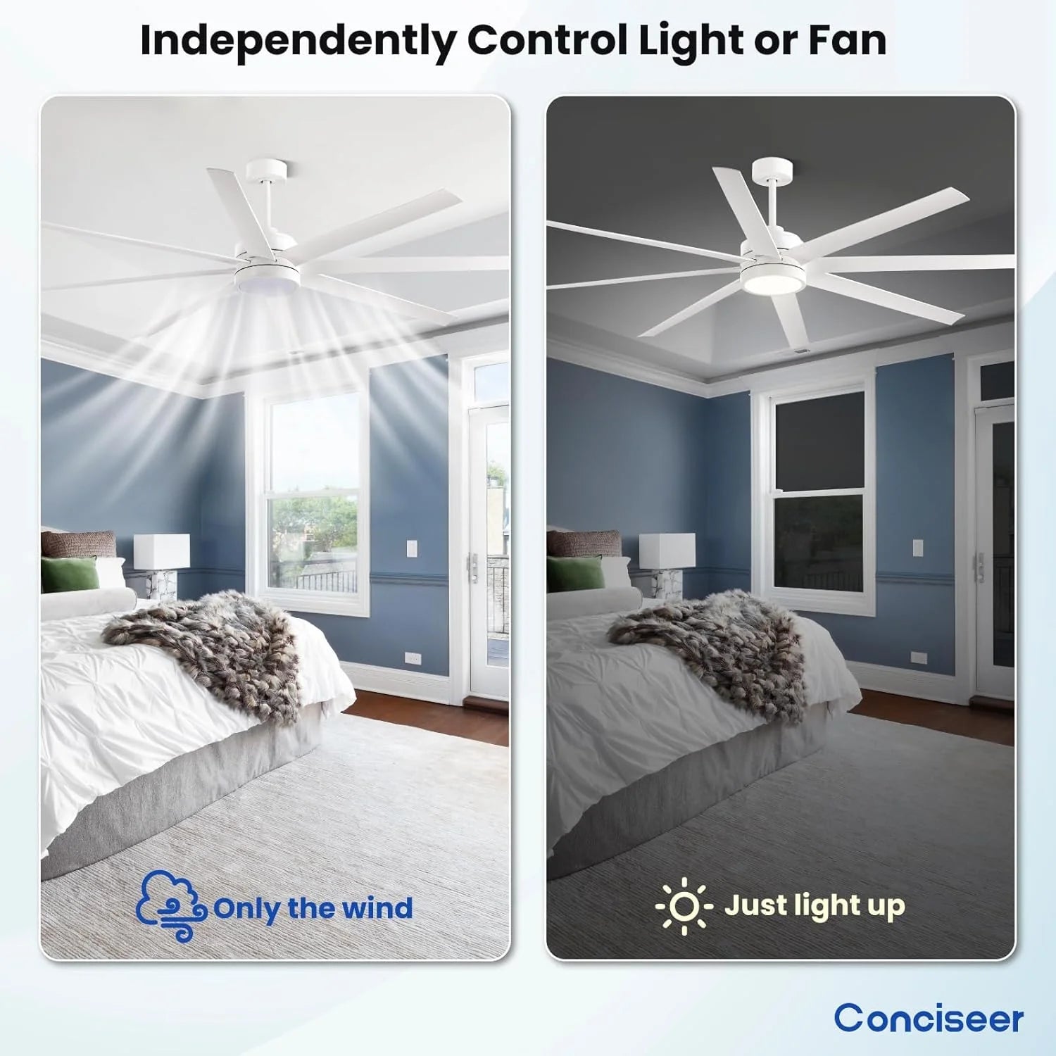 Modern Ceiling Fans with Lights, 72 Inch Ceiling Fan with Light and Remote, Bedroom Living Room Library Cafe Outdoor/Industrial,24W 3CCT Dimmable, 8 Blades 6 Speed Reversible Quiet DC Motor, Black