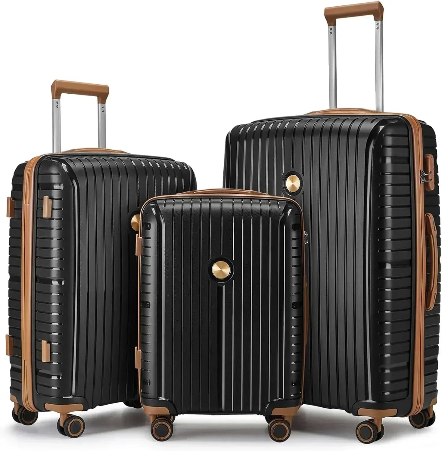 5-piece PP hardshell lightweight travel carry-on luggage set with dual spinner wheels