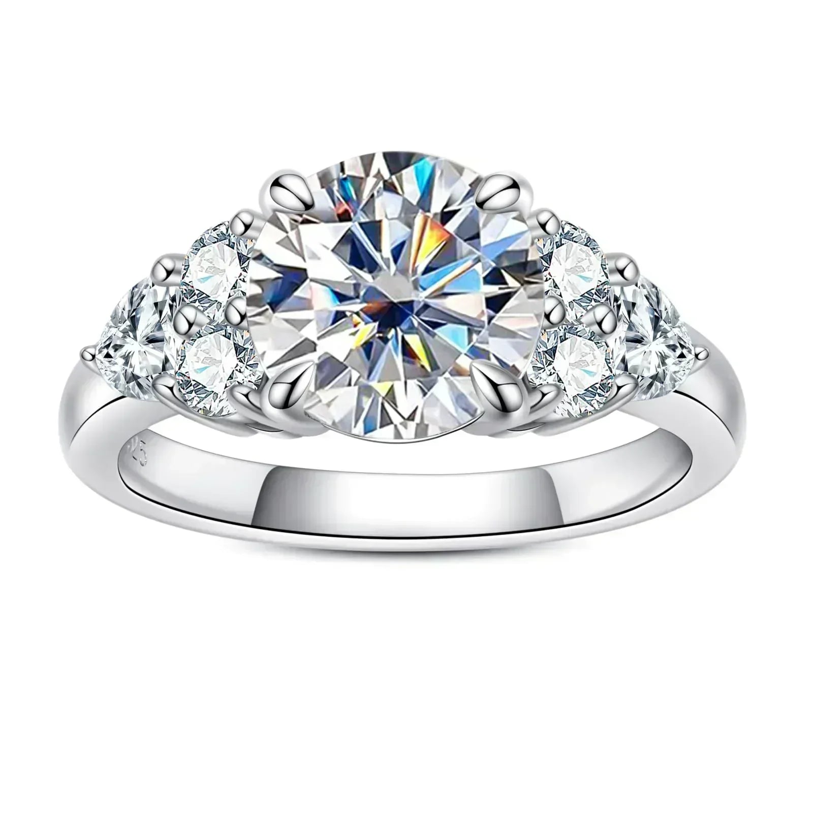 Moissanite Engagement Rings for Women 3 ct (4 ctw) D Color VVS1 Lab Created Diamond 18K White