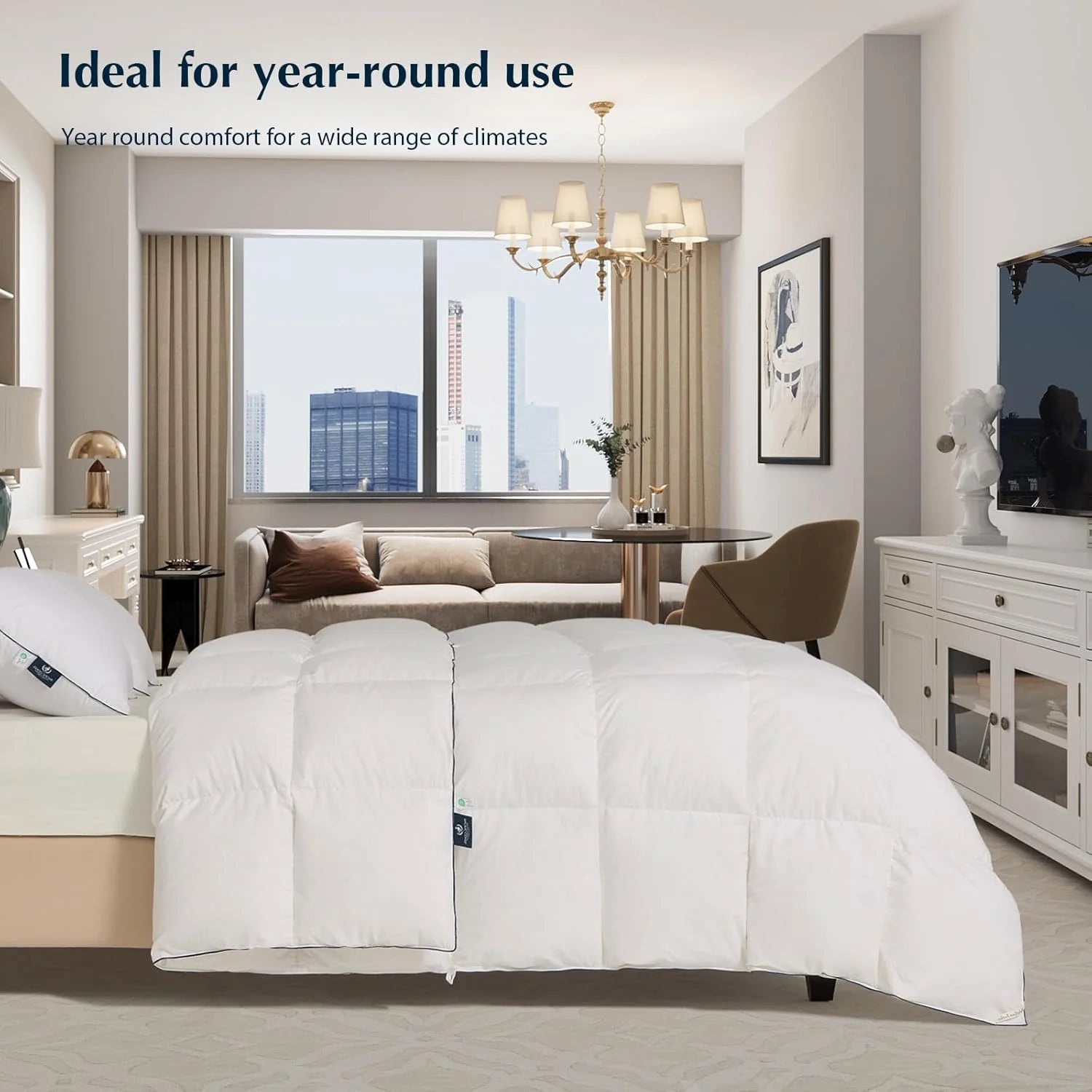 Goose feather duvet queen size, 100% cotton super fluffy white duvet core, soft and breathable