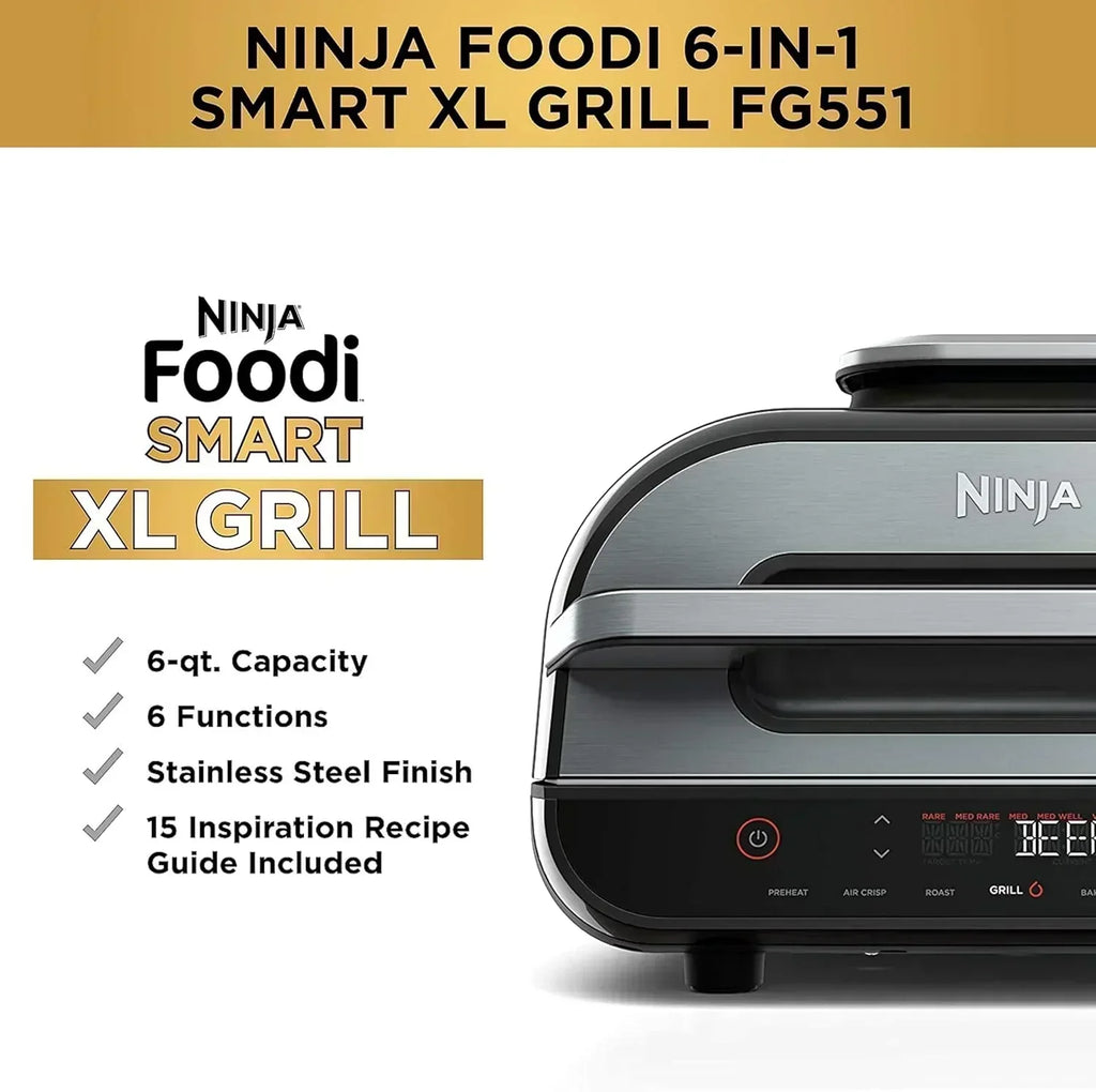 Ninja Foodi Smart XL 6-in-1 Indoor Grill with Air Fry Bake Roast Broil and Dehydrate