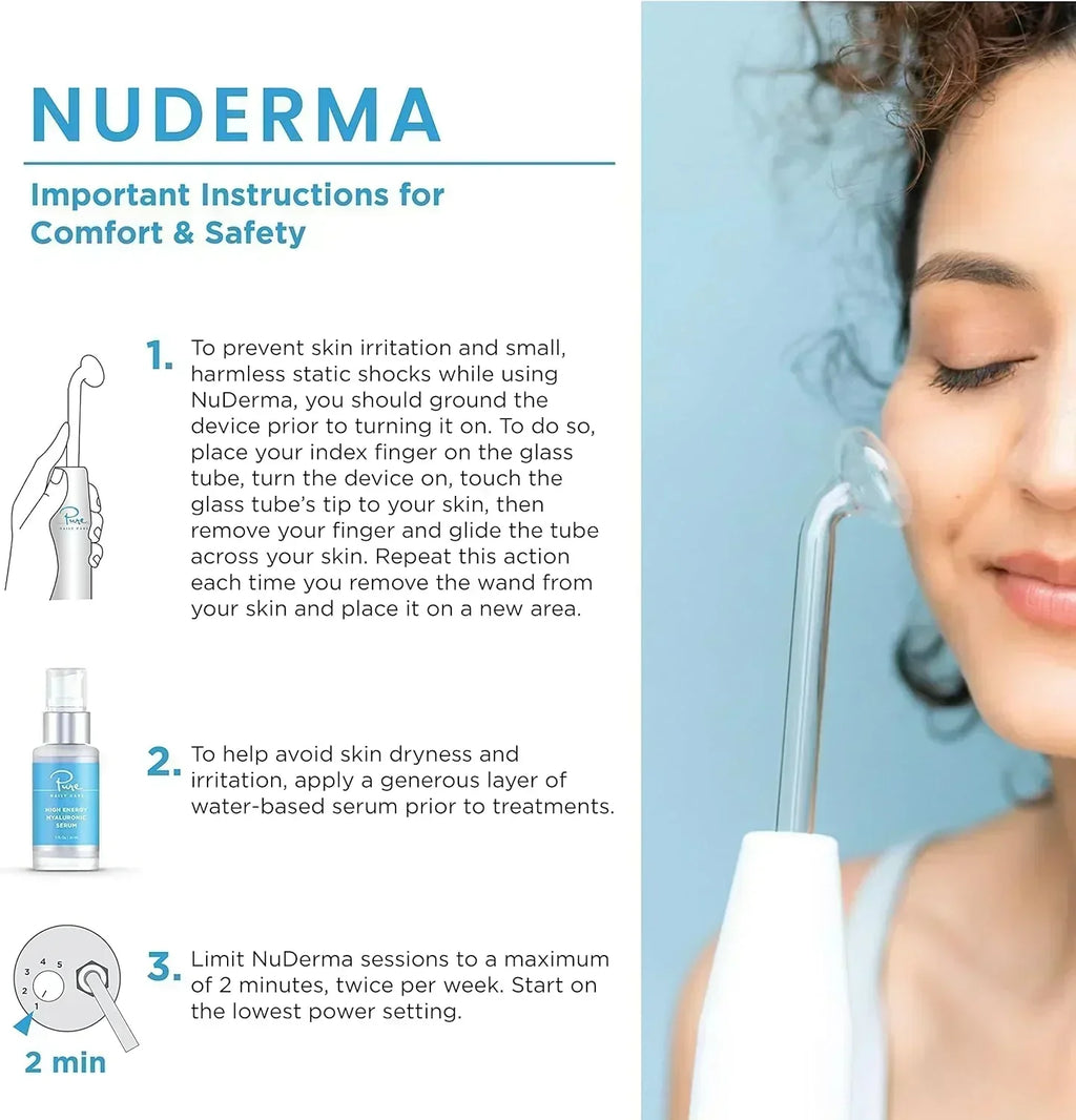 NuDerma Professional Skin Therapy Wand Portable Skin Therapy Machine with 6 Neon Argon Wands
