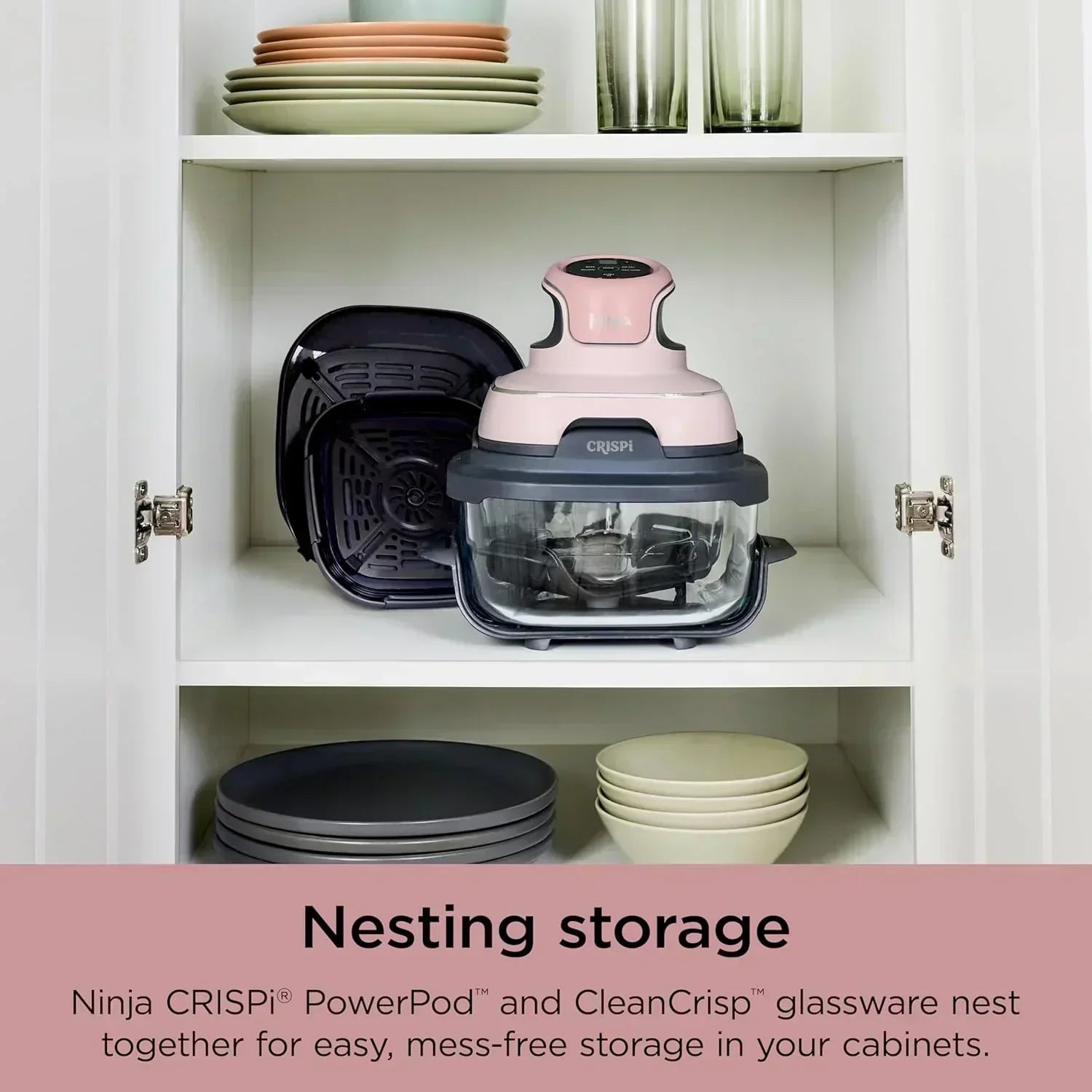 Ninja Crispi 4 in 1 Portable Glass Air Fryer Cooking System 4QT 6 Cup TempWare Glass Containers
