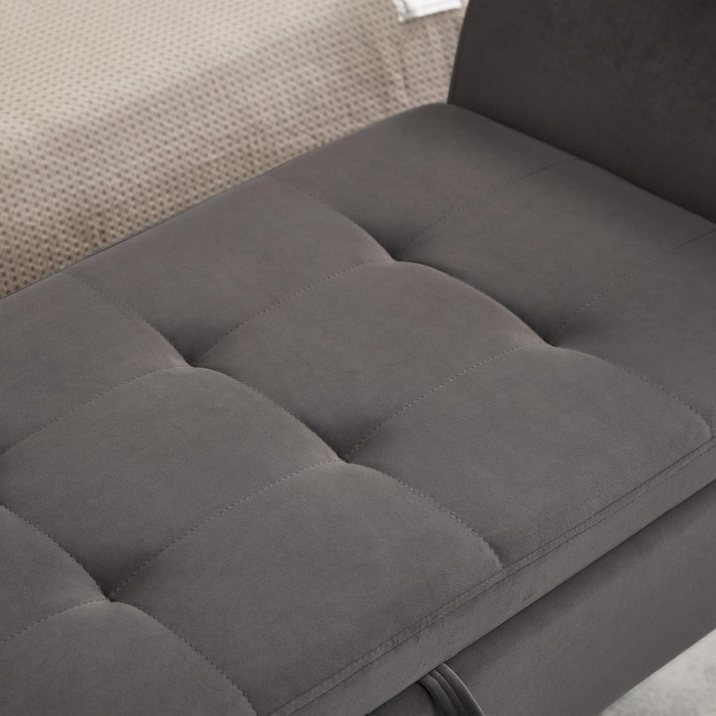 Furniliving Modern Storage Ottoman Bench, Sherpa Ottoman End of Bed Bench with Solid Wood Legs Upholstered Ottoman Benches with Storage Indoor Bench
