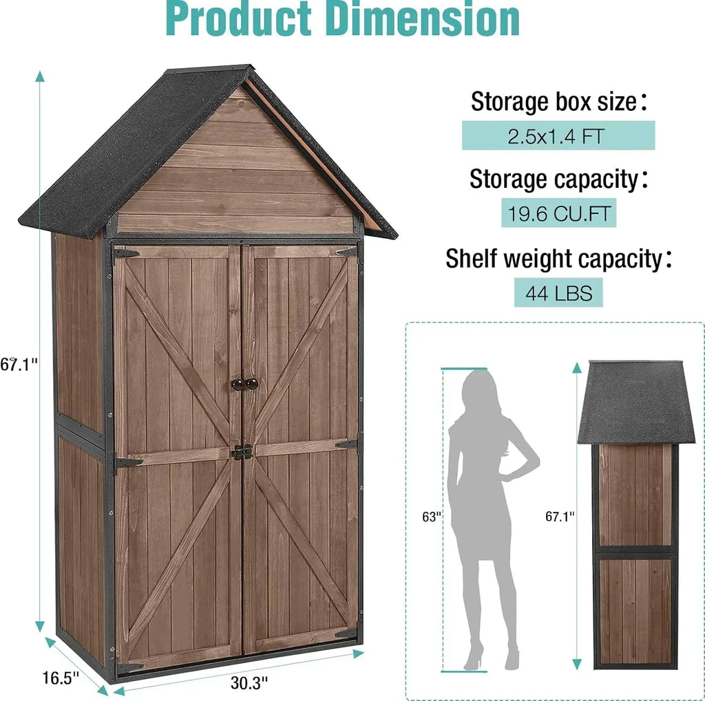 Sheds Outdoor Storage Garden Shed with Metal Frame Structure Adjustable Shelves Capacity Storage