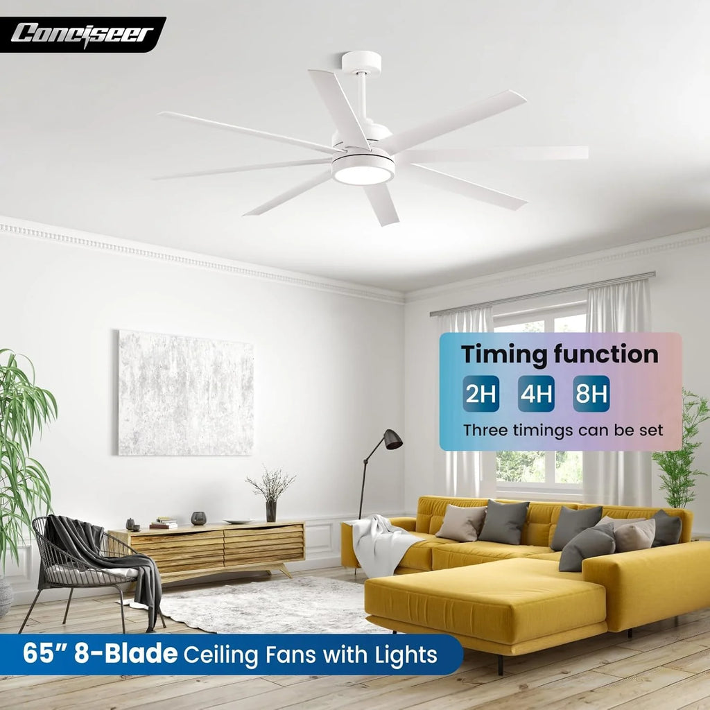 Modern Ceiling Fans with Lights, 72 Inch Ceiling Fan with Light and Remote, Bedroom Living Room Library Cafe Outdoor/Industrial,24W 3CCT Dimmable, 8 Blades 6 Speed Reversible Quiet DC Motor, Black