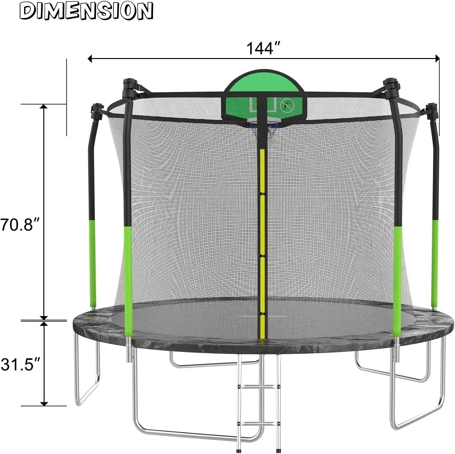 AOTOB 8FT 10FT 12FT 14 FT 15FT Trampoline with Safety Enclosure Net Outdoor Trampoline